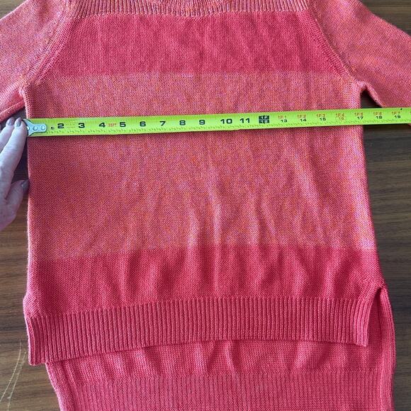 Theory Baby Alpaca/Silk Blend Orange Coral Sweater, Striped, Hi-Lo, Small - Picture 7 of 7